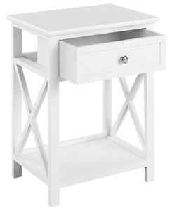 Nočný stolík biely MDF materiál 40 x 30 x 53 cm 1 zásuvka tradičná retro spálňa