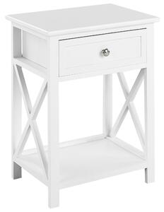 Nočný stolík biely MDF materiál 40 x 30 x 53 cm 1 zásuvka tradičná retro spálňa