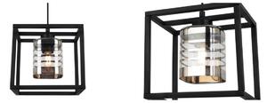 Závesné svietidlo Helix cage, 1x sklenené tienidlo so vzorom v kovovom ráme