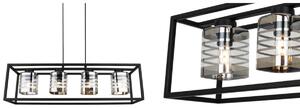 Závesné svietidlo Helix Cage, 4x sklenené tienidlo so vzorom v kovovom ráme