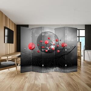 Paraván - Červené abstraktné guľa (225x180 cm)