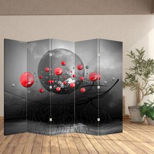 Paraván - Červené abstraktné gule (210x170 cm)