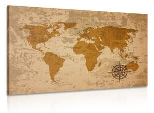 Obraz stará mapa sveta s kompasom