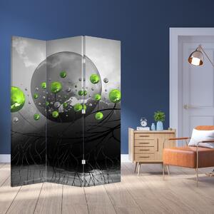 Paraván - Zelené abstraktné guľa (135x180 cm)
