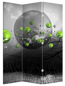 Paraván - Zelené abstraktné guľa (135x180 cm)