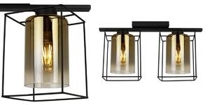 Stropné svietidlo Hella Cage, 2x zlaté sklenené tienidlo v kovovom ráme