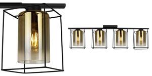 Stropné svietidlo Hella cage, 4x zlaté sklenené tienidlo v kovovom ráme