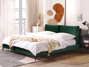 Posteľ zelená zamatové čalúnenie 180 x 200 cm s roštom hrubé vystužené čelo postele spálňa