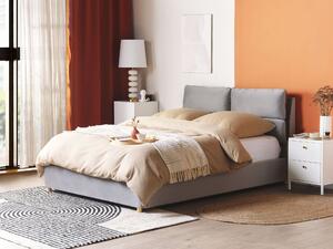 Čalúnená posteľ svetlosivá zamatová 140 x 200 cm s úložným priestorom elegantná moderná spálňa