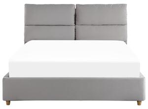 Čalúnená posteľ svetlosivá zamatová 140 x 200 cm s úložným priestorom elegantná moderná spálňa
