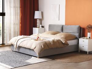 Čalúnená posteľ svetlosivá zamatová 160 x 200 cm s úložným priestorom elegantná moderná spálňa