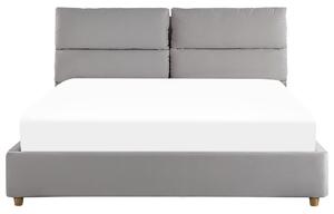 Čalúnená posteľ svetlosivá zamatová 160 x 200 cm s úložným priestorom elegantná moderná spálňa