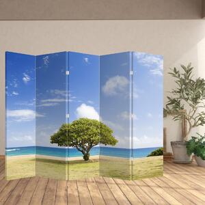 Paraván - Pláž sa stromom (225x180 cm)