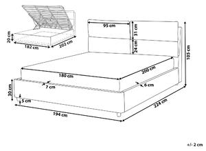 Čalúnená posteľ svetlosivá zamatová 180 x 200 cm s úložným priestorom elegantná moderná spálňa