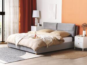 Čalúnená posteľ svetlosivá zamatová 180 x 200 cm s úložným priestorom elegantná moderná spálňa