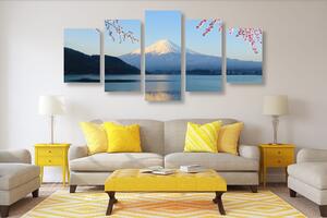 5-dielny obraz výhľad z jazera na Fuji - 100x50