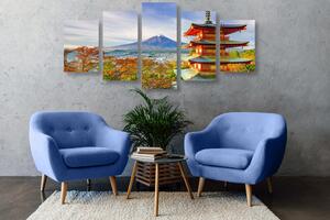 5-dielny obraz výhľad na Chureito Pagoda a horu Fuji