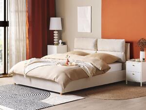 Čalúnená posteľ béžová zamatová 160 x 200 cm s úložným priestorom elegantná moderná spálňa