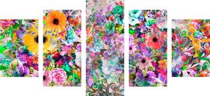 5-dielny obraz pestrofarebné kvety