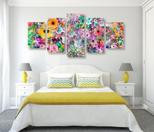 5-dielny obraz pestrofarebné kvety