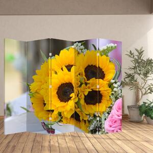 Paraván - Svadobné kytice zo slnečníc (210x170 cm)