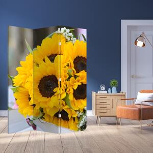 Paraván - Svadobné kytice zo slnečníc (126x170 cm)