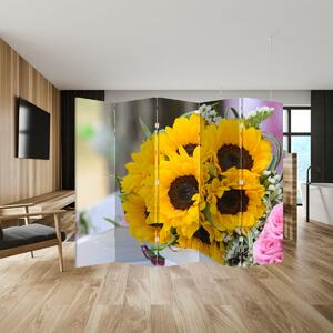 Paraván - Svadobné kytice zo slnečníc (210x170 cm)