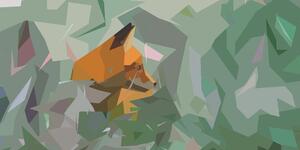 Obraz líška s abstraktnými prvkami