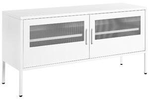 2-dverová skrinka biela kovová oceľový rám kovová sieťovina police ochranné podložky nábytok do obývačky industriálny dizajn
