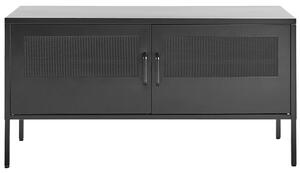2-dverová skrinka čierna kovová oceľový rám kovová sieťovina police ochranné podložky nábytok do obývačky industriálny dizajn