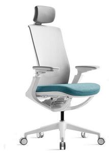 Kancelárska ergonomická stolička ROLY White — sieť, látka, biela / viac farieb Svetlo modrá
