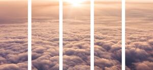 5-dielny obraz západ slnka z okna lietadla