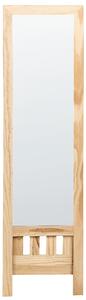 Stojace zrkadlo rám zo svetlého dreva 40 x 145 cm so stojanom a s policou moderný dizajn