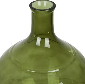 Váza na kvety zelená sklenená 34 cm ručná výroba guľatý tvar dekoratívny doplnok moderný dizajn