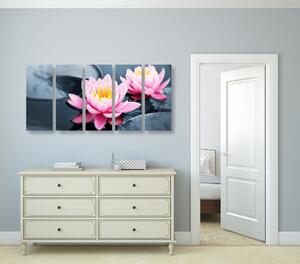 5-dielny obraz lotosový kvet v jazere