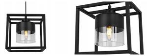 Závesné svietidlo Roma Cage, 1x čierne/transparentné sklenené tienidlo v kovovom ráme
