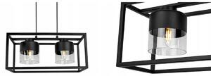 Závesné svietidlo Roma cage, 2x čierne/transparentné sklenené tienidlo v kovovom ráme