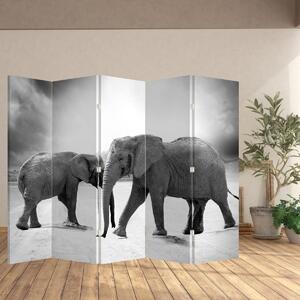 Paraván - Čiernobiele slony (210x170 cm)