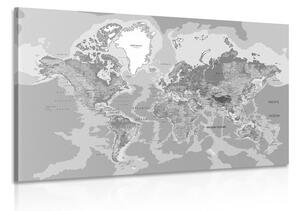 Obraz klasická mapa sveta v čiernobielom prevedení