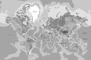 Obraz na korku klasická mapa sveta v čiernobielom prevedení