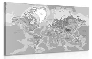 Obraz klasická mapa sveta v čiernobielom prevedení
