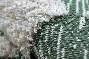 Ekologický koberec MOROC 22319 EKO SIZAL Cik - cak, z recyklovanej bavlny, strapce, zeleno - béžový