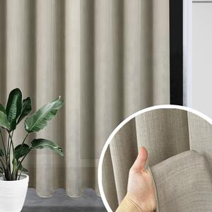 Záclona/Záves béžovo-hnedá Linen Mist s efektom ľanu a olovkom Ervi 4451