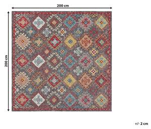 Koberec viacfarebný vlnený 200 x 200 cm vysoká hustota orientálny vzor kilim