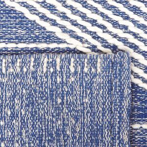 Koberec svetlobéžový a modrý 140 x 200 cm vlna a polyester ručne tkaný s geometrickým vzorom boho obývacia izba spálňa