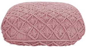 Vankúš na sedenie ružový bavlnený 50 x 50 x 20 cm vzor makramé štvorcová poduška na zem