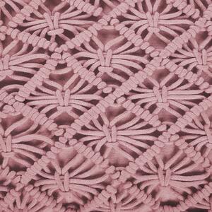 Vankúš na sedenie ružový bavlnený 50 x 50 x 20 cm vzor makramé štvorcová poduška na zem
