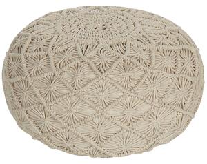 Taburetka béžová bavlnená 50 x 30 cm vzor makramé okrúhla poduška na sedenie boho dizajn