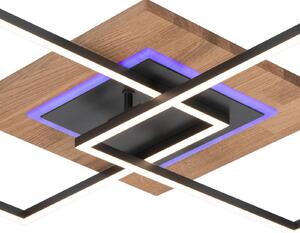Stropné LED svetlo Panama M Plus, dub/čierna, dĺžka 61 cm, Svetlé drevo, Obývacia izba / jedáleň, Drevo, Moderný, Stropné svetlo