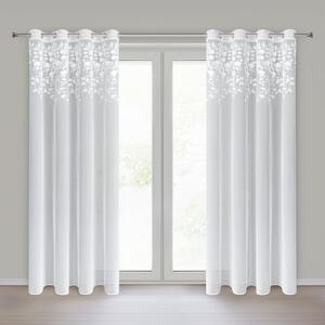 Dekorstudio Vyšívaná záclona ROSIE s 3D aplikáciou na dekoračných krúžkoch 140x250cm - biela